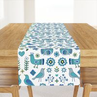 Scandi Folk Birds - Blue and White