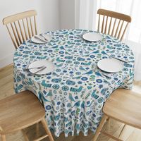 Scandi Folk Birds - Blue and White