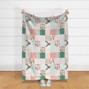 Floral Dreams Deer - Whole Cloth / Cheater Quilt / 90 degrees