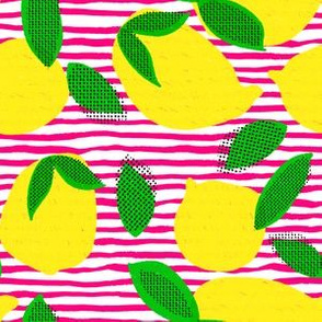 6" Squeeze Me Lemons - Bright Pink Stripes