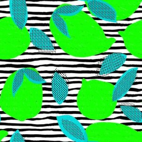 6" Squeeze Me Lemons - Neon Limes Green Black Stripes