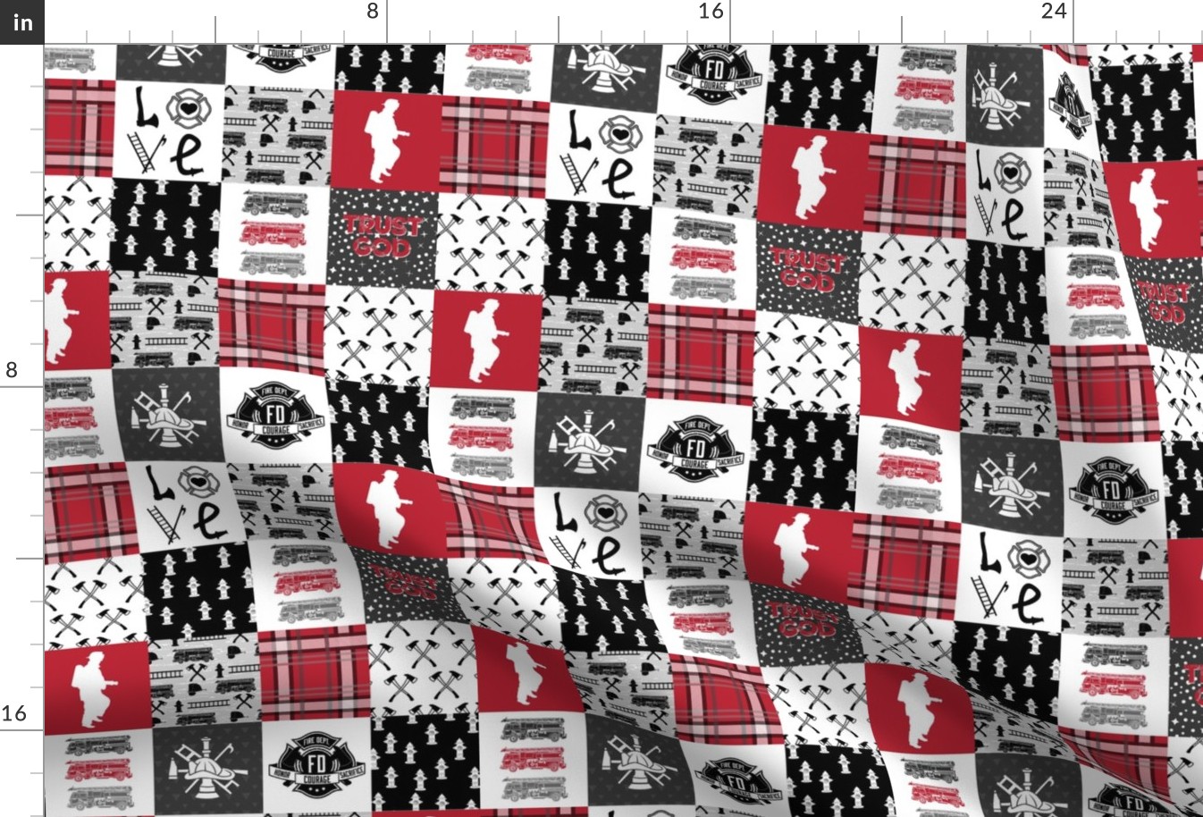 Firefighter Faux Quilt (Horizontal)