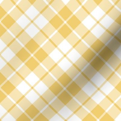 Imperial gold and white diagonal tartan