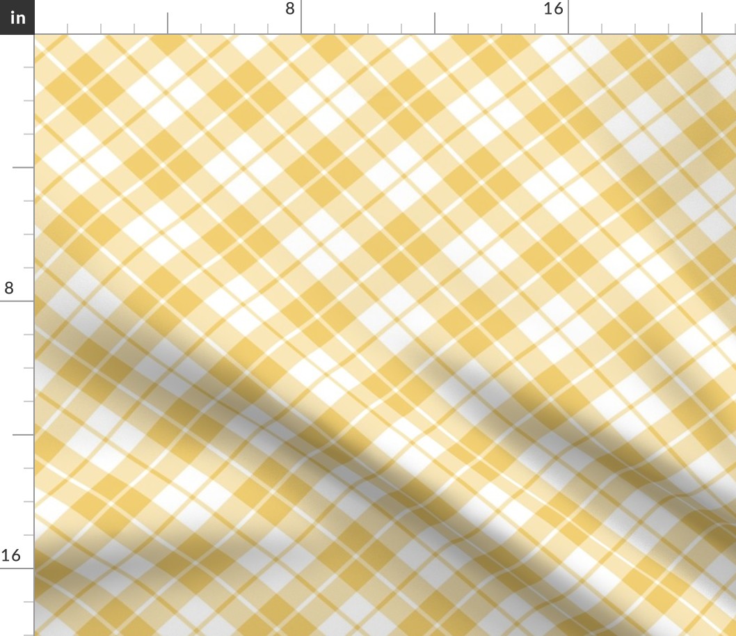 Imperial gold and white diagonal tartan