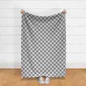 grey and white diagonal tartan