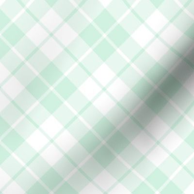 mint and white diagonal tartan
