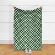 forest green and white diagonal tartan