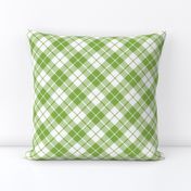 fresh green and white diagonal tartan
