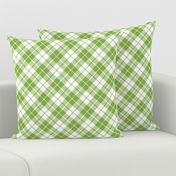 fresh green and white diagonal tartan