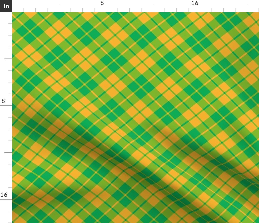 circus green and yellow diagonal tartan