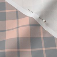 grey and peach diagonal tartan