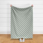 grey and pale green diagonal tartan