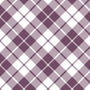 plum and white diagonal tartan