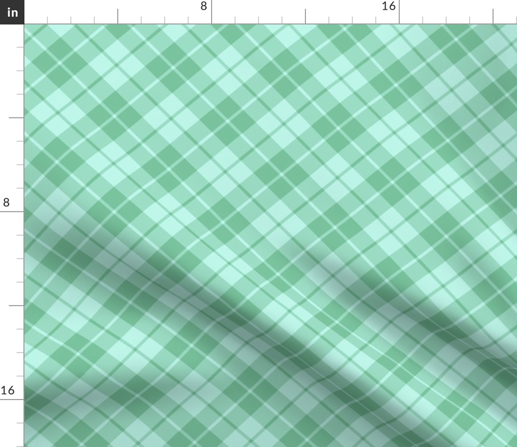 sea green and aqua diagonal tartan