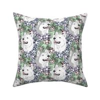 Floral Silver White Siberian Husky portraits