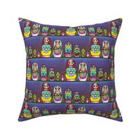 Russian dolls in rainbow colour on line