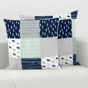 Northern Lights Patchwork - Moose with grey linen