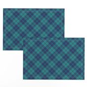 navy and teal diagonal tartan