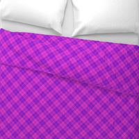 hot pink and purple diagonal tartan