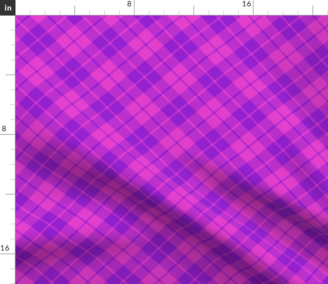 hot pink and purple diagonal tartan