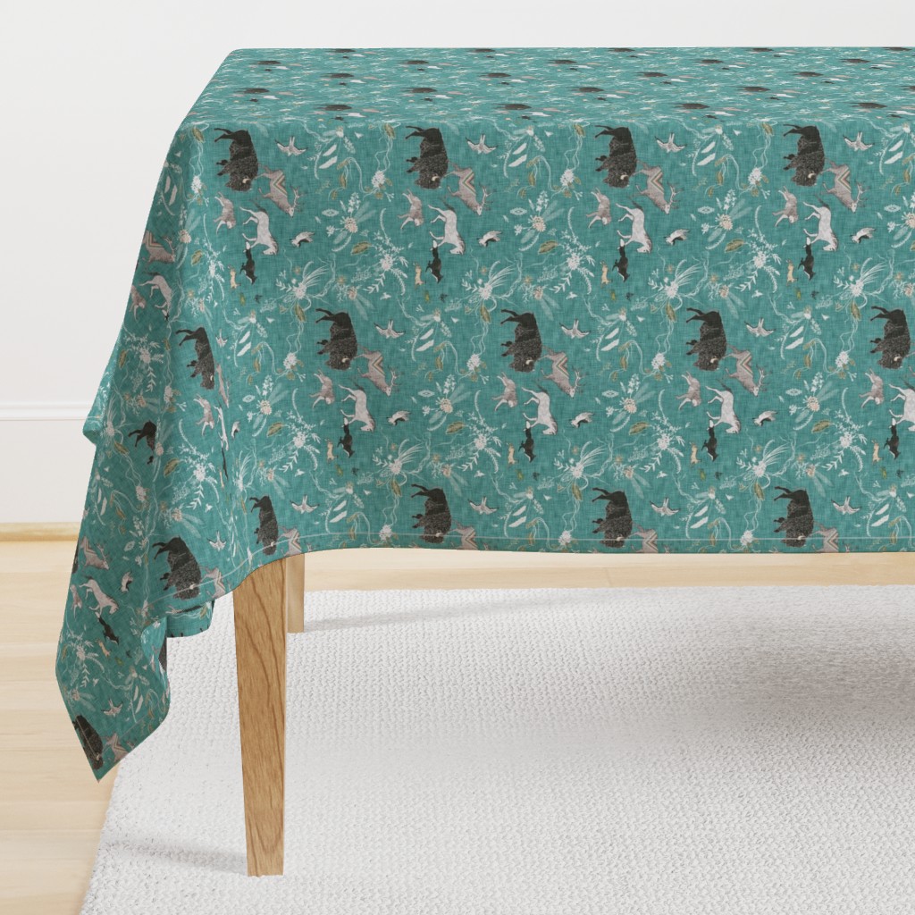 Stampede SMALL (teal linen)