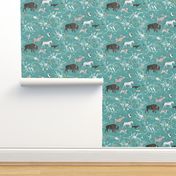 Stampede SMALL (teal linen)