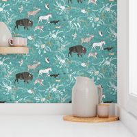 Stampede SMALL (teal linen)