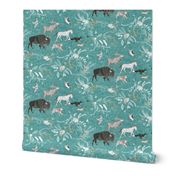 Stampede SMALL (teal linen)