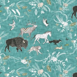 Stampede SMALL (teal linen)