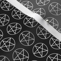 One Inch White Pentacles on Black