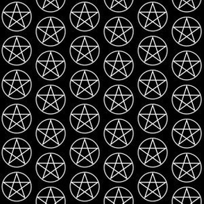 One Inch White Pentacles on Black