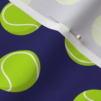 tennis balls on blue