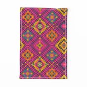 Kilim Boho pink, mustard & teal kilim //   Turkish Boho geometric