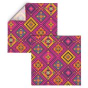 Kilim Boho pink, mustard & teal kilim //   Turkish Boho geometric