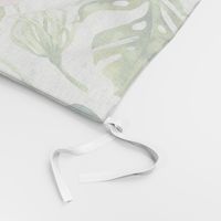 Watercolor tropic jungle seamless summer pattern background with tropical palm monstera leaves, flamingo and exotic  hibiscus 