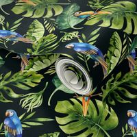 Tropical leaves  and parrots 3