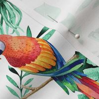 Tropical leaves  and parrots 7