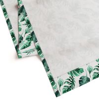 Watercolor tropic jungle seamless summer pattern background with tropical palm monstera leaves