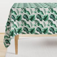 Watercolor tropic jungle seamless summer pattern background with tropical palm monstera leaves