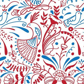 Swedish folk birds and flowers