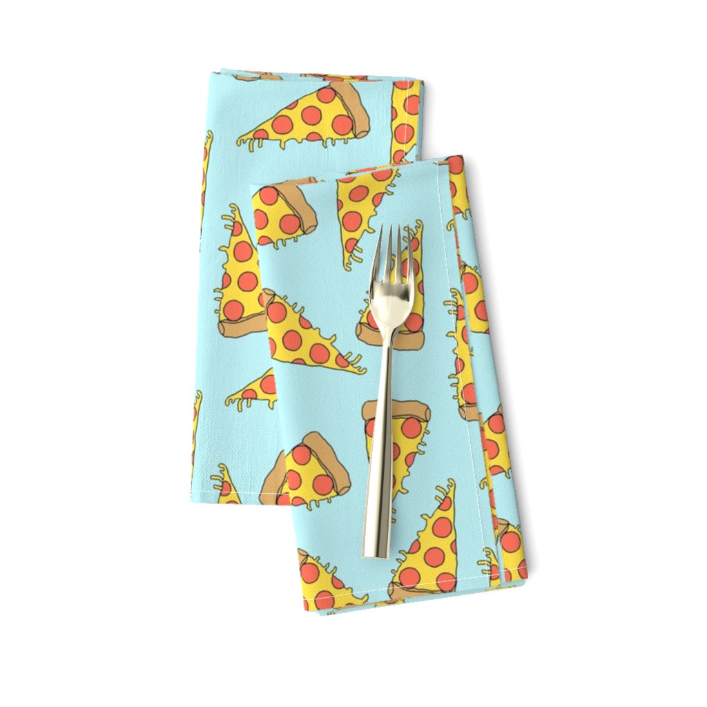 pizza // light blue pastel pizza junk food fabric junk food fabrics kids 90s fabric