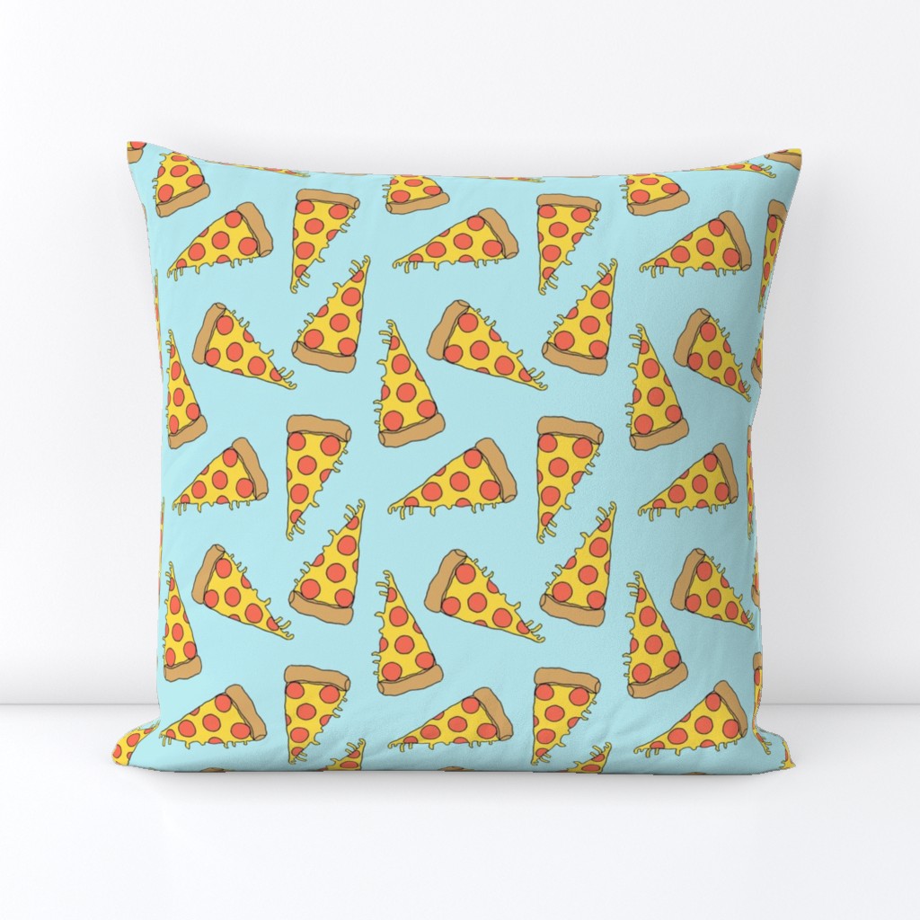 pizza // light blue pastel pizza junk food fabric junk food fabrics kids 90s fabric