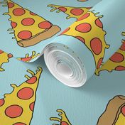 pizza // light blue pastel pizza junk food fabric junk food fabrics kids 90s fabric