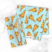 pizza // light blue pastel pizza junk food fabric junk food fabrics kids 90s fabric