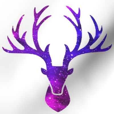 2 deer animals antlers horns elk heads glitter sparkles stars universe galaxy nebula watercolor effect silhouette purple blue violet pink