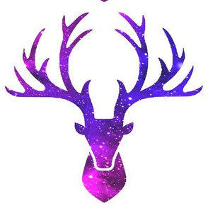 2 deer animals antlers horns elk heads glitter sparkles stars universe galaxy nebula watercolor effect silhouette purple blue violet pink