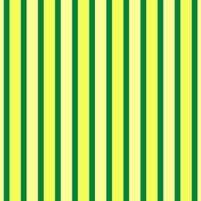 Cosy Kitchens Vertical Stripes  - Narrow Rainforest Green Ribbons with Lemon Frosting and Sunbeam Yellow