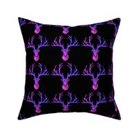 3 deer animals antlers horns elk heads glitter sparkles stars universe galaxy nebula watercolor effect silhouette purple blue violet pink 