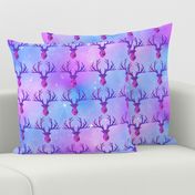 1 deer animals antlers horns elk heads glitter sparkles stars universe galaxy nebula watercolor effect silhouette purple blue violet pink cosmic cosmos planets pink