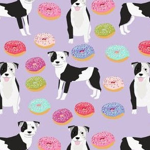 pitbull and donuts fabric cute pastel donut design  - lavender